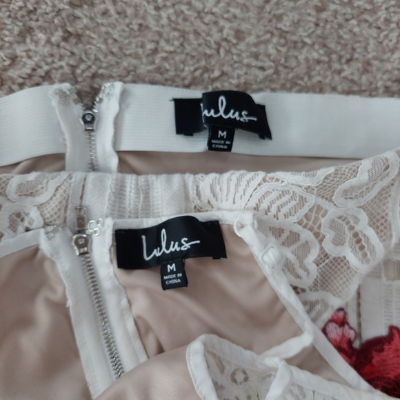 Lulus White Lace Floral Embroidered Two Piece Maxi Skirt Set Size Medium - Picture 6 of 8